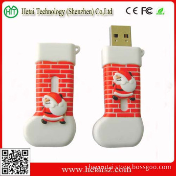 Hot Selling Santa Christmas USB (1GB -64GB) Christmas Sock USB Flash Drive for Present